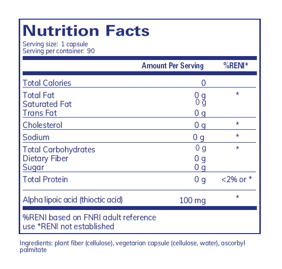 Alpha Lipoic Acid 100 Mg